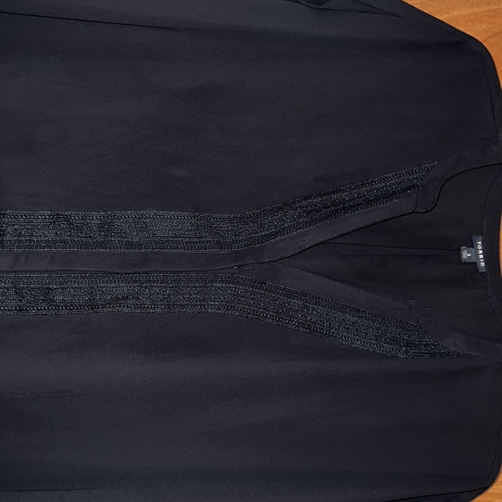 Button Down Crocheted Black Plus Size Blouse! - image 2